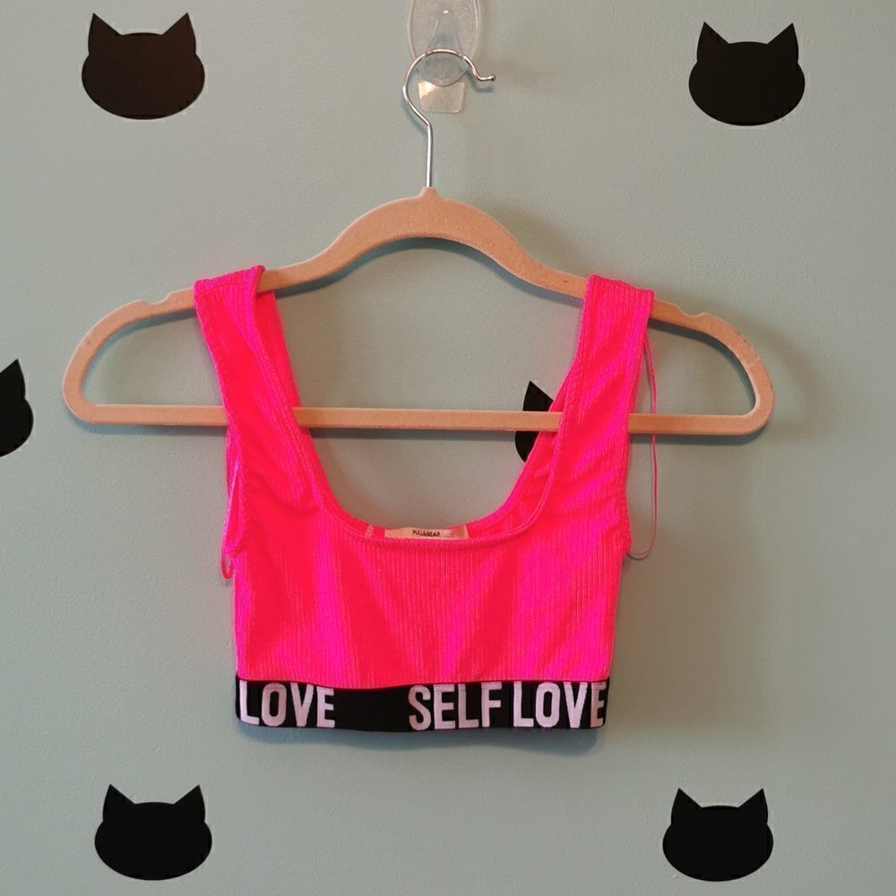 PULL & Bear Pink Bralette Self Love Neon Pink New Extra Small